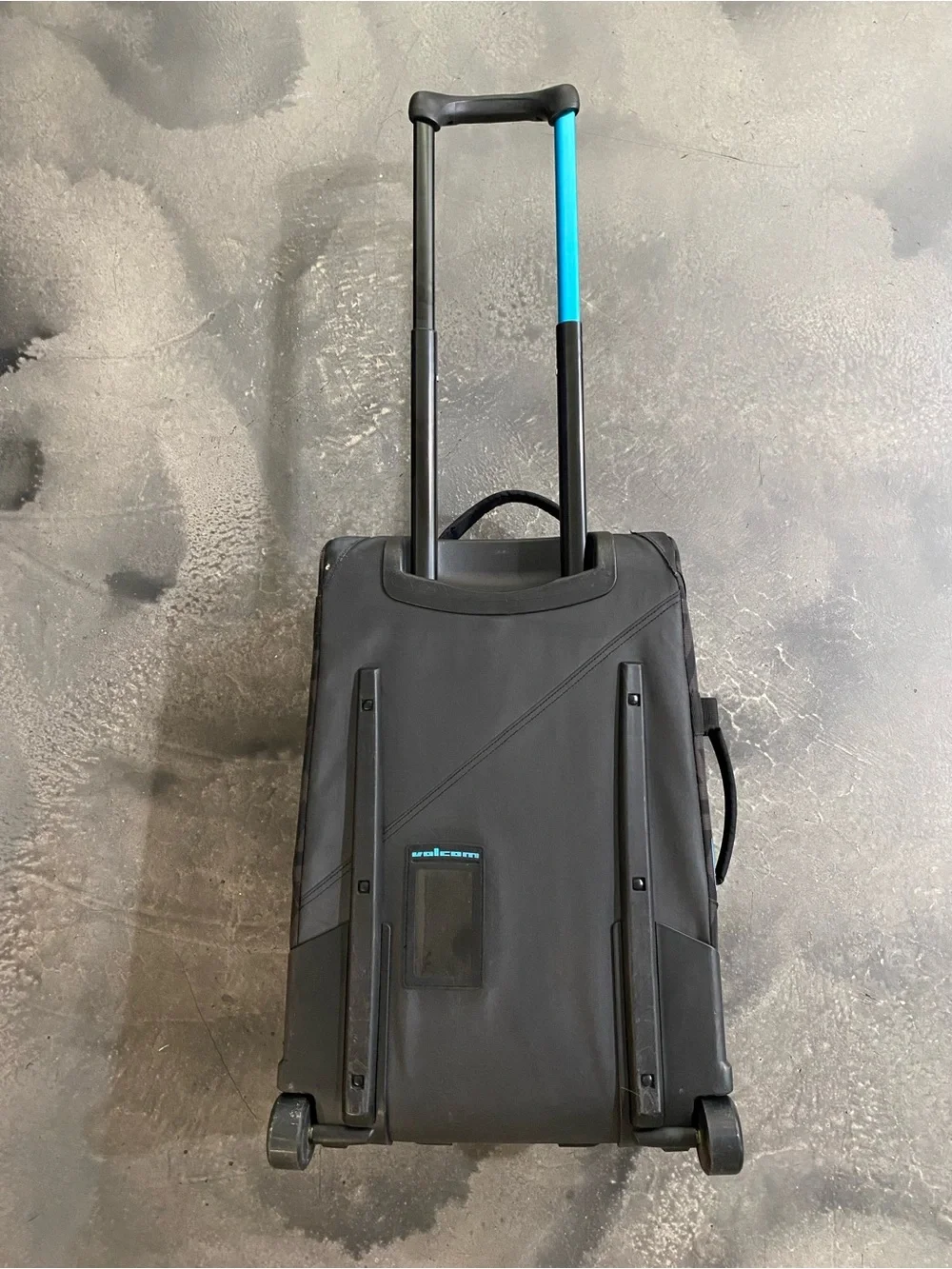 Volcom Black Carry-on Suitcase With a Geometric Grint and Electric Blue 22”x14”